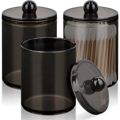GRASSLIN Lot De 3 Boite Coton Tige, Transparent, Acrylique, Noir, Salle De Bain, Chambre - Publicité GRASSLIN Lot De 3 Boite Coton Tige, Transparent, Acrylique, Noir, Salle De Bain, Chambre - Publicité