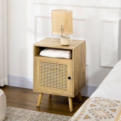 OEM Table De Chevet (39x35x60cm) - Placard Porte Cannage + Niche, Design Vintage, Couleur Naturelle - Publicité OEM Table De Chevet (39x35x60cm) - Placard Porte Cannage + Niche, Design Vintage, Couleur Naturelle - Publicité