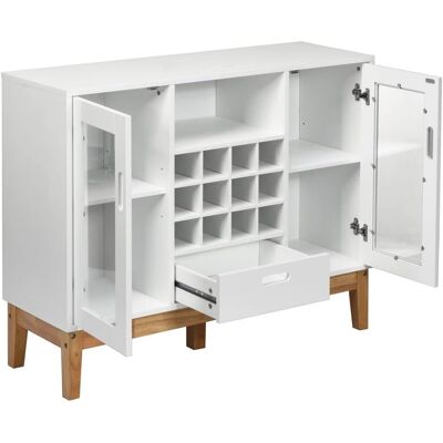 PUNNYB Console En Bois Avec Casier À Vin Et Tiroir Couleur Blanc - Publicité PUNNYB Console En Bois Avec Casier À Vin Et Tiroir Couleur Blanc - Publicité