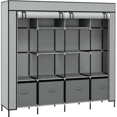 OEM Armoire En Tissu Avec Penderie, 10 Compartiments, 4 Tiroirs, Aspect Non Tissé, Gris Foncé, Pour Chambre Et Entrée - Publicité OEM Armoire En Tissu Avec Penderie, 10 Compartiments, 4 Tiroirs, Aspect Non Tissé, Gris Foncé, Pour Chambre Et Entrée - Publicité