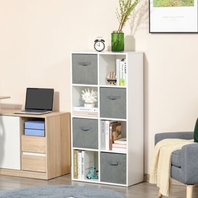 OEM Bibliothèque Modulaire Homcom À 8 Cubes, Avec 4 Tiroirs Amovibles En Tissu Non Tissé, Idéale Pour Le Bureau, La Chambre Ou Tout Autre Espace De Travail. Dimensions : 61,5 X 30 X 121,6 Cm. Coloris : Bl - Publicité OEM Bibliothèque Modulaire Homcom À 8 Cubes, Avec 4 Tiroirs Amovibles En Tissu Non Tissé, Idéale Pour Le Bureau, La Chambre Ou Tout Autre Espace De Travail. Dimensions : 61,5 X 30 X 121,6 Cm. Coloris : Bl - Publicité