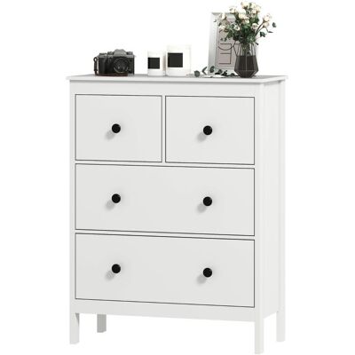 OEM Commode À 4 Tiroirs, Pour Vêtements Et Linge De Lit, Salon, Chambre, Couloir, Panneaux De Particules, Blanc - Publicité OEM Commode À 4 Tiroirs, Pour Vêtements Et Linge De Lit, Salon, Chambre, Couloir, Panneaux De Particules, Blanc - Publicité