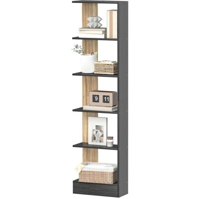 OEM Bibliothèque Étagère De Rangement Avec 5 Compartiments Ouverts 45 X 21 X 170 Cm Noir Et Chêne - Publicité OEM Bibliothèque Étagère De Rangement Avec 5 Compartiments Ouverts 45 X 21 X 170 Cm Noir Et Chêne - Publicité