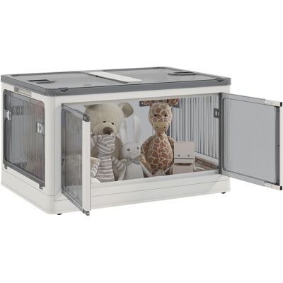 ARRIGONI Boîte De Rangement Pliable Et Empilable 69l En Plastique Avec Couvercle Et 4 Roulettes, Accès À 5 Côtés, Blanc - Publicité ARRIGONI Boîte De Rangement Pliable Et Empilable 69l En Plastique Avec Couvercle Et 4 Roulettes, Accès À 5 Côtés, Blanc - Publicité