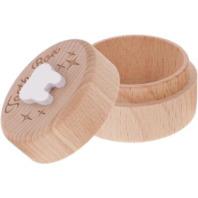 LISATR Boîte À Souvenirs Pour Première Dent De Bébé, Ronde En Bois, Organisateur De Collection De Dents De Bébé-5.00x5.00x3.50cm - Publicité LISATR Boîte À Souvenirs Pour Première Dent De Bébé, Ronde En Bois, Organisateur De Collection De Dents De Bébé-5.00x5.00x3.50cm - Publicité