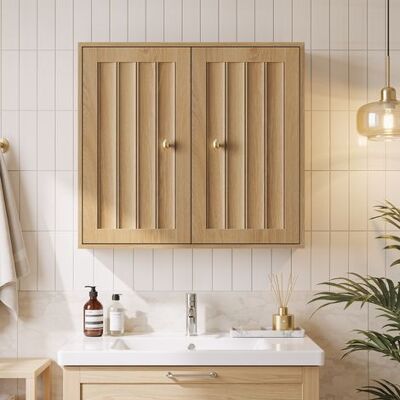 ACKERMAN Meuble De Salle De Bain Mural, Armoire À Pharmacie À Deux Portes Avec Design De Rainures Verticales – Armoire De Rangement Murale Pour Salle De Bain, Toilettes Et Couloirs (chêne) - Publicité ACKERMAN Meuble De Salle De Bain Mural, Armoire À Pharmacie À Deux Portes Avec Design De Rainures Verticales – Armoire De Rangement Murale Pour Salle De Bain, Toilettes Et Couloirs (chêne) - Publicité