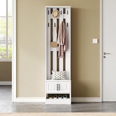 OEM Banc À Chaussures, Meuble À Chaussures, Meuble D'Entrée, Avec 2 Portes, Avec Panneau Arrière À 8 Crochets, Blanc, L50/p36/h190cm (l×p×h) - Publicité OEM Banc À Chaussures, Meuble À Chaussures, Meuble D'Entrée, Avec 2 Portes, Avec Panneau Arrière À 8 Crochets, Blanc, L50/p36/h190cm (l×p×h) - Publicité