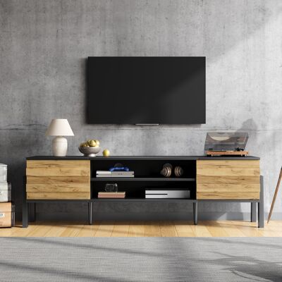 ACKERMAN Meuble Tv 175 X 39,5 X 53 Cm, Meuble Tv Bas, Console Tv Avec 2 Placards Et Un Espace De Rangement Ouvert, Table Tv, Support Tv, Meuble De Salon, Compatible Avec Les Téléviseurs Jusqu'à 70 Pouces. Publicité ACKERMAN Meuble Tv 175 X 39,5 X 53 Cm, Meuble Tv Bas, Console Tv Avec 2 Placards Et Un Espace De Rangement Ouvert, Table Tv, Support Tv, Meuble De Salon, Compatible Avec Les Téléviseurs Jusqu'à 70 Pouces. Publicité
