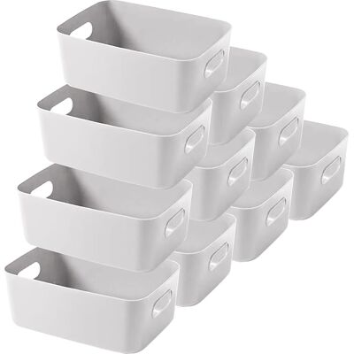 JARDIBRIC 10pcs Boîte De Rangement En Plastique 25cm Gris Panier Rangement Cuisine Avec Poignées Caisse Rangement Plastique Bac Rangement Salle De Bain Bureau Placard Cosmétiques - Publicité JARDIBRIC 10pcs Boîte De Rangement En Plastique 25cm Gris Panier Rangement Cuisine Avec Poignées Caisse Rangement Plastique Bac Rangement Salle De Bain Bureau Placard Cosmétiques - Publicité