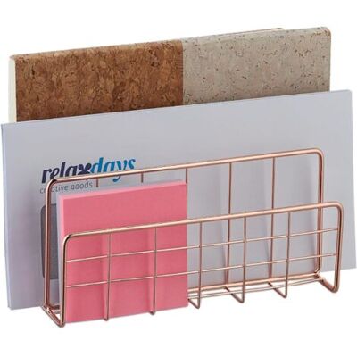 OEM Porte-revues De Bureau, 3 Compartiments Verticaux, Métal, H X L X P : 13,5 X 17,5 X 8,7 Cm, Or Rose - Publicité OEM Porte-revues De Bureau, 3 Compartiments Verticaux, Métal, H X L X P : 13,5 X 17,5 X 8,7 Cm, Or Rose - Publicité