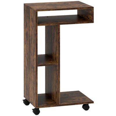 OEM Table D'Appoint, Desserte En Forme De C, 4 Roues, 3 Compartiments, 40 X 30 X 69 Cm, Marron Rustique, Haute Qualité Pour Une Utilisation Durable - Publicité OEM Table D'Appoint, Desserte En Forme De C, 4 Roues, 3 Compartiments, 40 X 30 X 69 Cm, Marron Rustique, Haute Qualité Pour Une Utilisation Durable - Publicité