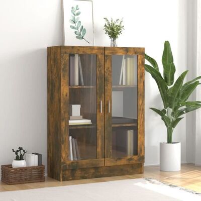 OEM Armoire À Vitrine - Akozon - Chêne Fumé - 82,5x30,5x115 Cm - 2 Portes Vitrées - 3 Compartiments - Publicité OEM Armoire À Vitrine - Akozon - Chêne Fumé - 82,5x30,5x115 Cm - 2 Portes Vitrées - 3 Compartiments - Publicité