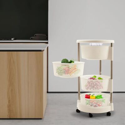 CNCEST Corbeille À Fruits Rotative À 360° - Chariot De Cuisine À 4 Étages Avec Roues, Étagère À Fruits, Chariot De Rangement Mobile Pour Cuisine, Salon, Bureau, Nettoyage Sans Effort - Publicité CNCEST Corbeille À Fruits Rotative À 360° - Chariot De Cuisine À 4 Étages Avec Roues, Étagère À Fruits, Chariot De Rangement Mobile Pour Cuisine, Salon, Bureau, Nettoyage Sans Effort - Publicité