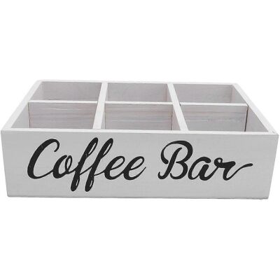 FLAMMKRAFT Organisateur De Coin Café Avec Séparateur, Boîte De Rangement En Bois Pour Accessoires De Bar À Café, Sachets De Thé Et Dosettes De Café - Publicité FLAMMKRAFT Organisateur De Coin Café Avec Séparateur, Boîte De Rangement En Bois Pour Accessoires De Bar À Café, Sachets De Thé Et Dosettes De Café - Publicité