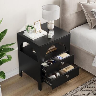OEM Table De Chevet Moderne Avec 2 Tiroirs Et 1 Compartiment Ouvert, Idéale Pour Le Salon, La Chambre Et L'Entrée, Noire, 45 X 40 X 58 Cm, 1 Pièce - Publicité OEM Table De Chevet Moderne Avec 2 Tiroirs Et 1 Compartiment Ouvert, Idéale Pour Le Salon, La Chambre Et L'Entrée, Noire, 45 X 40 X 58 Cm, 1 Pièce - Publicité