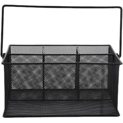 URSUS Panier De Rangement Pour Couverts En Métal Noir À 4 Compartiments, Organisateur De Couverts Pour La Cuisine, Les Fêtes Et Le Camping. Publicité URSUS Panier De Rangement Pour Couverts En Métal Noir À 4 Compartiments, Organisateur De Couverts Pour La Cuisine, Les Fêtes Et Le Camping. Publicité