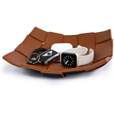 OEM Plateau De Rangement Multifonctionnel En Similicuir Pour Entrée Clés Portefeuille Pièces (noir-marron Grande Taille) - Publicité OEM Plateau De Rangement Multifonctionnel En Similicuir Pour Entrée Clés Portefeuille Pièces (noir-marron Grande Taille) - Publicité