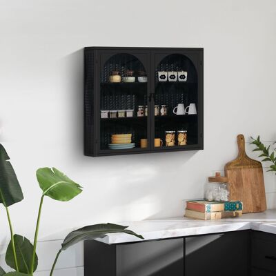 ACKERMAN 70cm Glass Doors Modern Two-door Wall Cabinet With Featuring Three-tier Storage For Entryway Living Room Bathroom Dining Room,wall Cabinet With Characteristic Woven Pattern,black - Publicité ACKERMAN 70cm Glass Doors Modern Two-door Wall Cabinet With Featuring Three-tier Storage For Entryway Living Room Bathroom Dining Room,wall Cabinet With Characteristic Woven Pattern,black - Publicité