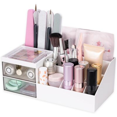 OEM Organisateur De Maquillage Avec Petits Tiroirs, Blanc Rangement Make Up Pour Coiffeuse, Salle De Bain, Bureau - Publicité OEM Organisateur De Maquillage Avec Petits Tiroirs, Blanc Rangement Make Up Pour Coiffeuse, Salle De Bain, Bureau - Publicité
