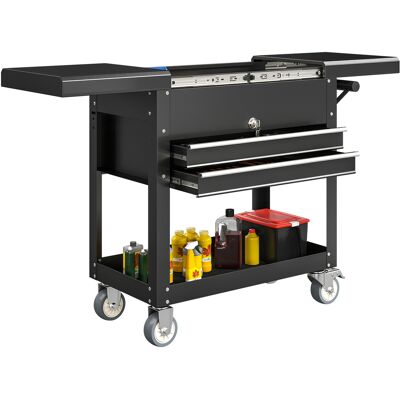 ARRIGONI Chariot D'Atelier, Servante D'Atelier Sur Roulettes Avec Plateau Coulissant, Tiroirs Verrouillables, 130x38x80cm, Noir - Publicité ARRIGONI Chariot D'Atelier, Servante D'Atelier Sur Roulettes Avec Plateau Coulissant, Tiroirs Verrouillables, 130x38x80cm, Noir - Publicité
