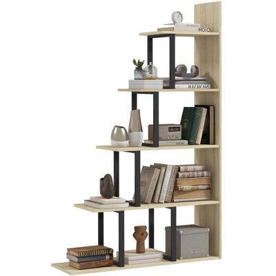 OEM Étagère Bibliothèque Séparateur De Pièce Style Industriel En Escalier 5 Étagères 102 X 30 X 160 Cm Coloris Chêne - Publicité OEM Étagère Bibliothèque Séparateur De Pièce Style Industriel En Escalier 5 Étagères 102 X 30 X 160 Cm Coloris Chêne - Publicité