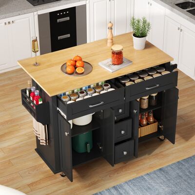 ACKERMAN Chariot Cuisine Multifonctionnel Plan Rabattable Extensible 120x65cm, 5 Tiroirs, Placards, Porte-épices/serviettes, Roulettes, Idéal Cuisine/salon - Publicité ACKERMAN Chariot Cuisine Multifonctionnel Plan Rabattable Extensible 120x65cm, 5 Tiroirs, Placards, Porte-épices/serviettes, Roulettes, Idéal Cuisine/salon - Publicité
