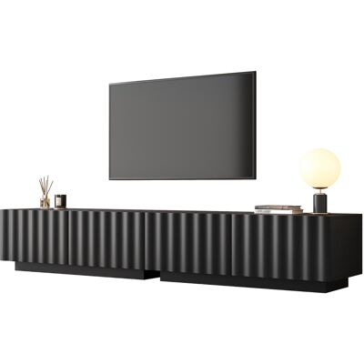 ACKERMAN Meuble Tv Bas Moderne Avec Façade Ondulée, Grand Espace De Rangement, Ouverture Par Simple Pression – Meuble Tv Minimaliste Pour Salon - Publicité ACKERMAN Meuble Tv Bas Moderne Avec Façade Ondulée, Grand Espace De Rangement, Ouverture Par Simple Pression – Meuble Tv Minimaliste Pour Salon - Publicité