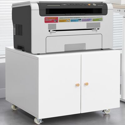 ACKERMAN White Mobile Metal Printer Cabinet With Door & Adjustable Shelf, Rolling Storage File Cabinet For Home Office & Small Spaces - Publicité ACKERMAN White Mobile Metal Printer Cabinet With Door & Adjustable Shelf, Rolling Storage File Cabinet For Home Office & Small Spaces - Publicité