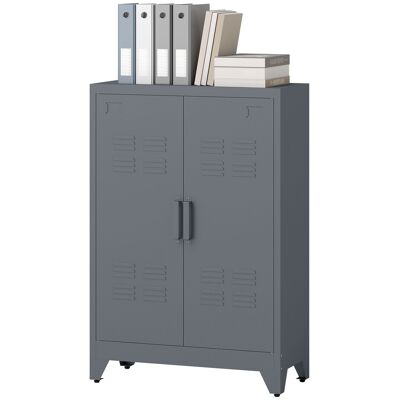 OEM Armoire De Bureau À 3 Niveaux, Meuble De Rangement Bureau Métallique Avec 2 Portes Et Étagères Réglables, Armoire À Dossiers Pour Domicile, Garage, Gris - Publicité OEM Armoire De Bureau À 3 Niveaux, Meuble De Rangement Bureau Métallique Avec 2 Portes Et Étagères Réglables, Armoire À Dossiers Pour Domicile, Garage, Gris - Publicité