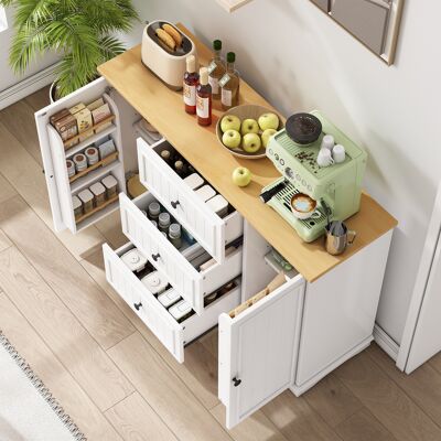 MIDUODUO Buffet Moderne Élégant Avec 3 Tiroirs Et Portes Ressemblant À Un Réfrigérateur,cabinet Buffet Pour La Salle À Manger,le Salon Et Le Couloir (blanc) - Publicité MIDUODUO Buffet Moderne Élégant Avec 3 Tiroirs Et Portes Ressemblant À Un Réfrigérateur,cabinet Buffet Pour La Salle À Manger,le Salon Et Le Couloir (blanc) - Publicité