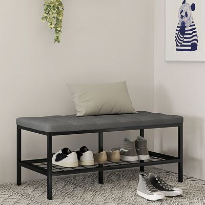 OEM Homcom Banc D'Entrée À Chaussures - Coussin Rembourré & Étagère De Rangement, Idéal Pour Couloir & Chambre, 90x41x40cm, Gris - Publicité OEM Homcom Banc D'Entrée À Chaussures - Coussin Rembourré & Étagère De Rangement, Idéal Pour Couloir & Chambre, 90x41x40cm, Gris - Publicité