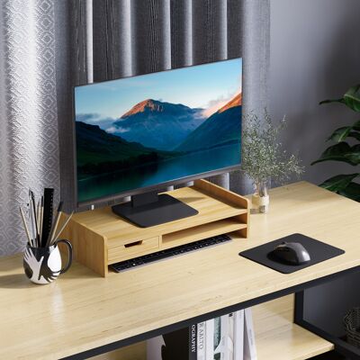 SANMINE HABITAT Support D'Écran. Ordinateur Portable Socle Tv Ordinateur De Bureau Organisateur Avec Tiroir Bambou - Publicité SANMINE HABITAT Support D'Écran. Ordinateur Portable Socle Tv Ordinateur De Bureau Organisateur Avec Tiroir Bambou - Publicité