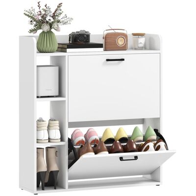 OEM Étagère À Chaussures Mence Avec 2 Tiroirs Enclenables Et 3 Compartiments Ouverts, Capacité De 15 Paires De Chaussures, 83 X 24 X 90,5 Cm, Blanche - Publicité OEM Étagère À Chaussures Mence Avec 2 Tiroirs Enclenables Et 3 Compartiments Ouverts, Capacité De 15 Paires De Chaussures, 83 X 24 X 90,5 Cm, Blanche - Publicité