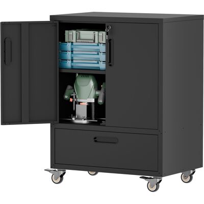 ACKERMAN Meuble À Outils En Métal Robuste Et Mobile – Rangement Heavy-duty, H101,5 X L76 X P51 Cm, Noir/gris, Pour Garage, Bureau Et Maison - Publicité ACKERMAN Meuble À Outils En Métal Robuste Et Mobile – Rangement Heavy-duty, H101,5 X L76 X P51 Cm, Noir/gris, Pour Garage, Bureau Et Maison - Publicité