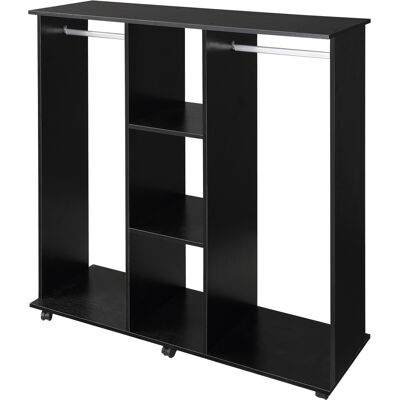 OEM Armoire Penderie Mobile 6 Roulettes 120x40x128 Cm Noir - Publicité OEM Armoire Penderie Mobile 6 Roulettes 120x40x128 Cm Noir - Publicité