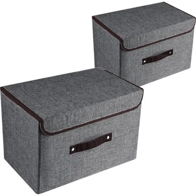 OEM Ensemble De 2 Grandes Boîtes De Rangement Avec Couvercles Et Poignées, Bacs De Rangement Pliables En Lin Organisateur Conteneurs Paniers Cube Avec Séparateur Amovible Pour Le Bureau De Placard De Cham - Publicité OEM Ensemble De 2 Grandes Boîtes De Rangement Avec Couvercles Et Poignées, Bacs De Rangement Pliables En Lin Organisateur Conteneurs Paniers Cube Avec Séparateur Amovible Pour Le Bureau De Placard De Cham - Publicité