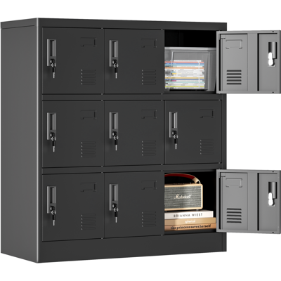 ACKERMAN Armoire En Métal À 9 Portes Pour Bureau, Salle De Sport, École Et Maison - Armoire De Rangement Sécurisée Avec Compartiment À Cartes (noir), H 100 Cm X L 90 Cm X P 40 Cm - Publicité ACKERMAN Armoire En Métal À 9 Portes Pour Bureau, Salle De Sport, École Et Maison - Armoire De Rangement Sécurisée Avec Compartiment À Cartes (noir), H 100 Cm X L 90 Cm X P 40 Cm - Publicité