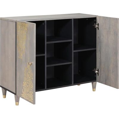 Maison La Vie - Buffet Salon Moderne - Meuble De Rangement - Gris Et Or 90 X 33 X 75 Cm Bois De Mangue Massif Bu4626 - Publicité Maison La Vie - Buffet Salon Moderne - Meuble De Rangement - Gris Et Or 90 X 33 X 75 Cm Bois De Mangue Massif Bu4626 - Publicité