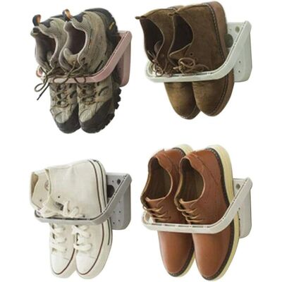 OEM Support De Chaussure Mural Pliable 4 Pieces, Range-chaussures Rabattable Etagere Suspendue Pour Etagère De Rangement Pour Chaussures, 4 Pcs Rose - Publicité OEM Support De Chaussure Mural Pliable 4 Pieces, Range-chaussures Rabattable Etagere Suspendue Pour Etagère De Rangement Pour Chaussures, 4 Pcs Rose - Publicité