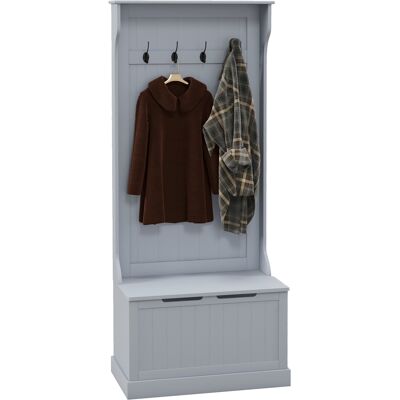 ARRIGONI Meuble D'Entree 3 En 1 Avec 4 Crochets Et Banc De Rangement En Bois 71.5x39.5x170 Cm Gris - Publicité ARRIGONI Meuble D'Entree 3 En 1 Avec 4 Crochets Et Banc De Rangement En Bois 71.5x39.5x170 Cm Gris - Publicité