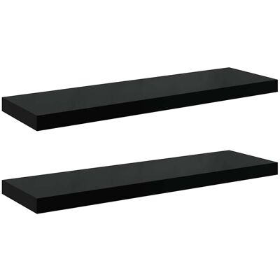Maison La Vie Lot De 2 Étagères Murales Étagères Flottantes - Noir Brillant 80x23,5x3,8 Cm Mdf - Publicité Maison La Vie Lot De 2 Étagères Murales Étagères Flottantes - Noir Brillant 80x23,5x3,8 Cm Mdf - Publicité