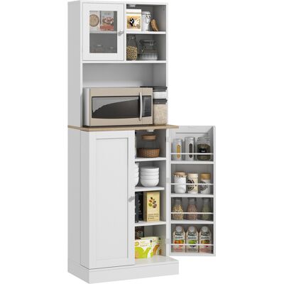 ARRIGONI Buffet De Cuisine Porte-micro-ondes Avec Etageres Ouvertes Et Placard Avec Porte-epices 60x35x169 Cm Blanc - Publicité ARRIGONI Buffet De Cuisine Porte-micro-ondes Avec Etageres Ouvertes Et Placard Avec Porte-epices 60x35x169 Cm Blanc - Publicité