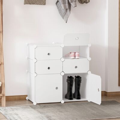 OEM Meuble À Chaussures , Étagère Avec Boîtes De Rangement, Armoire, Plastique, Acier, Blanc, 75 X 37 X 73 Cm - Publicité OEM Meuble À Chaussures , Étagère Avec Boîtes De Rangement, Armoire, Plastique, Acier, Blanc, 75 X 37 X 73 Cm - Publicité