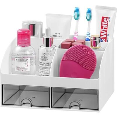 Barkbustersorganisateur De Lavabo De Salle De Bain Avec 8 Emplacements Pour Dentifrice Et Tiroirs, Organisateur En Plastique Pour Salle De Bain Pour Coiffeuse/maquillage/bureau Blanc - Publicité Barkbustersorganisateur De Lavabo De Salle De Bain Avec 8 Emplacements Pour Dentifrice Et Tiroirs, Organisateur En Plastique Pour Salle De Bain Pour Coiffeuse/maquillage/bureau Blanc - Publicité