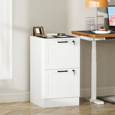 OEM Caisson Bureau. Meuble Rangement Bois 2 Tiroirs Et Serrure. Barres De Suspension Réglables. 40 X 40 X 71 Cm. Blanc - Publicité OEM Caisson Bureau. Meuble Rangement Bois 2 Tiroirs Et Serrure. Barres De Suspension Réglables. 40 X 40 X 71 Cm. Blanc - Publicité