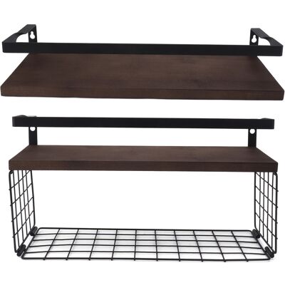 MCKENSA Lot De 2 Étagères Murales De Rangement En Fil Métallique Rustique Pour Salle De Bain, Cuisine Ou Bureau - Publicité MCKENSA Lot De 2 Étagères Murales De Rangement En Fil Métallique Rustique Pour Salle De Bain, Cuisine Ou Bureau - Publicité