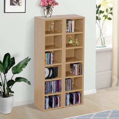 OEM Homcom Lot De 2 Étagères Colonnes De Rangement Cd-dvd - 12 Compartiments, Capacité 160 Cd, 21x19x88cm, Hêtre - Publicité OEM Homcom Lot De 2 Étagères Colonnes De Rangement Cd-dvd - 12 Compartiments, Capacité 160 Cd, 21x19x88cm, Hêtre - Publicité