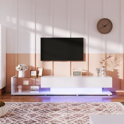 OEM Meuble Bas Télé Panneau Bas Blanc Brillant Allie Style Rustique Et Design Contemporain - Publicité OEM Meuble Bas Télé Panneau Bas Blanc Brillant Allie Style Rustique Et Design Contemporain - Publicité