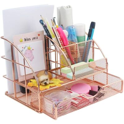 OEM Organiseur De Bureau À 6 Compartiments Et Tiroirs, Pour Fournitures De Bureau (or Rose, 23 Cm X 15 Cm X 15 Cm). Publicité OEM Organiseur De Bureau À 6 Compartiments Et Tiroirs, Pour Fournitures De Bureau (or Rose, 23 Cm X 15 Cm X 15 Cm). Publicité