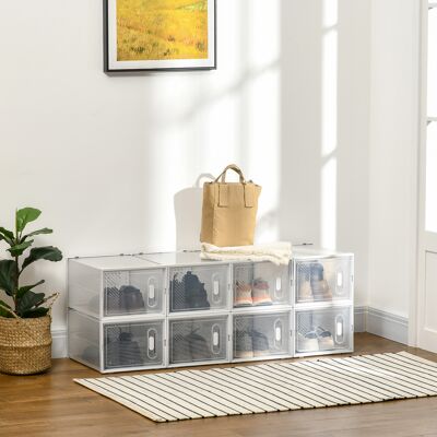 SANMINE HABITAT Meuble De Rangement Modulable. 8 Cubes. Meuble À Chaussures Empilables. Vêtements. Livres. Jouets. Blanc Et Transparent - Publicité SANMINE HABITAT Meuble De Rangement Modulable. 8 Cubes. Meuble À Chaussures Empilables. Vêtements. Livres. Jouets. Blanc Et Transparent - Publicité